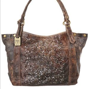 FRYE Deborah Studded Shoulder Leather Tote Bag